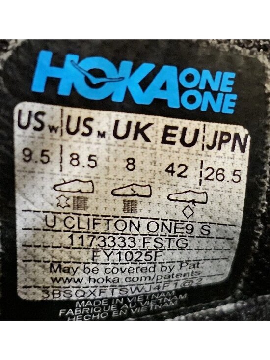 Hoka One One Clifton One9 1155370 FSTG Black Green Forest - Men\'s 8.5 Women 9.5
